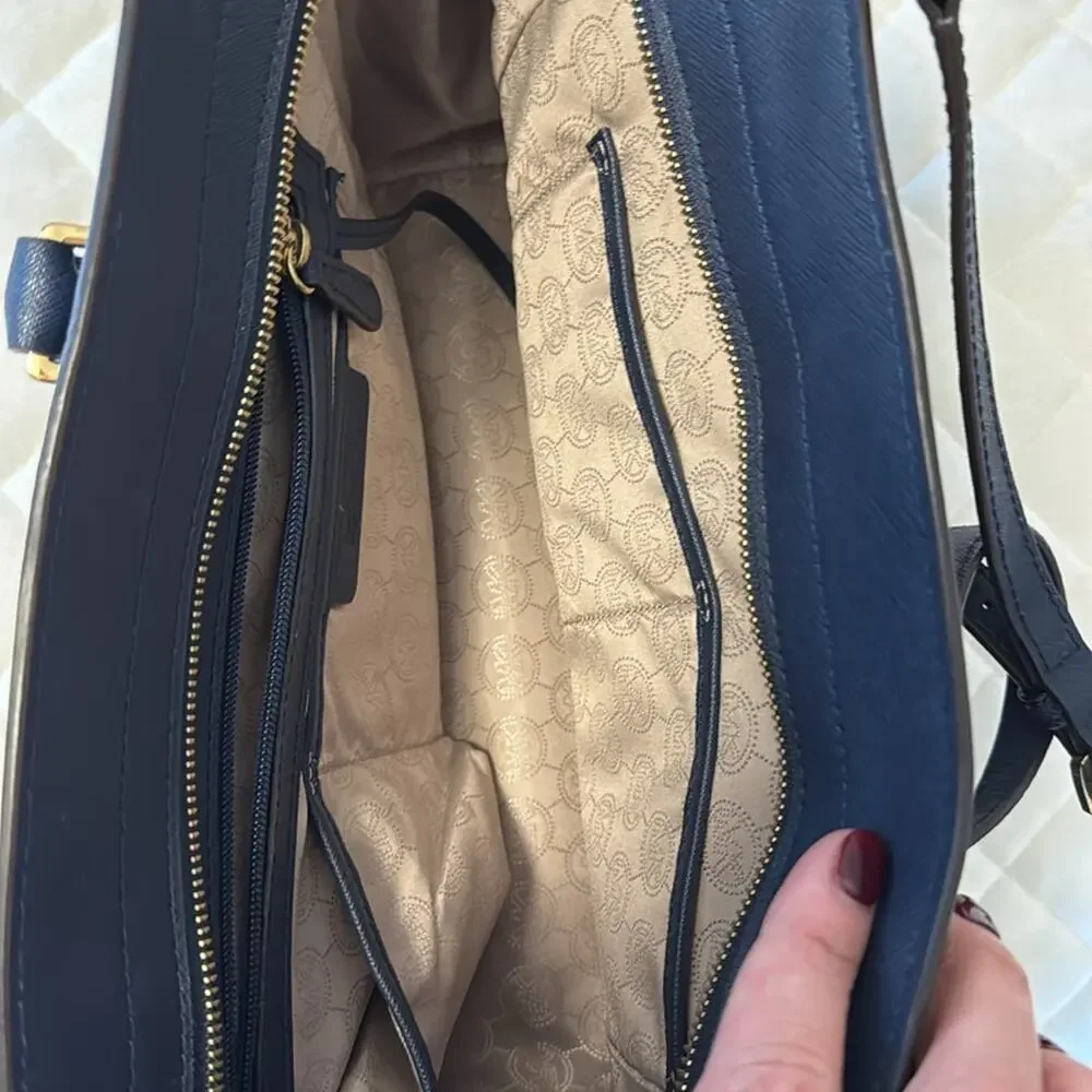 Michael Kors Dark Navy Leather Blue Purse